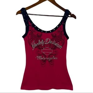 Harley Davidson pink and black tank top size L